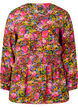 Viskosebluse med blomsterprint og smock, Neon Flower Print, Packshot image number 0