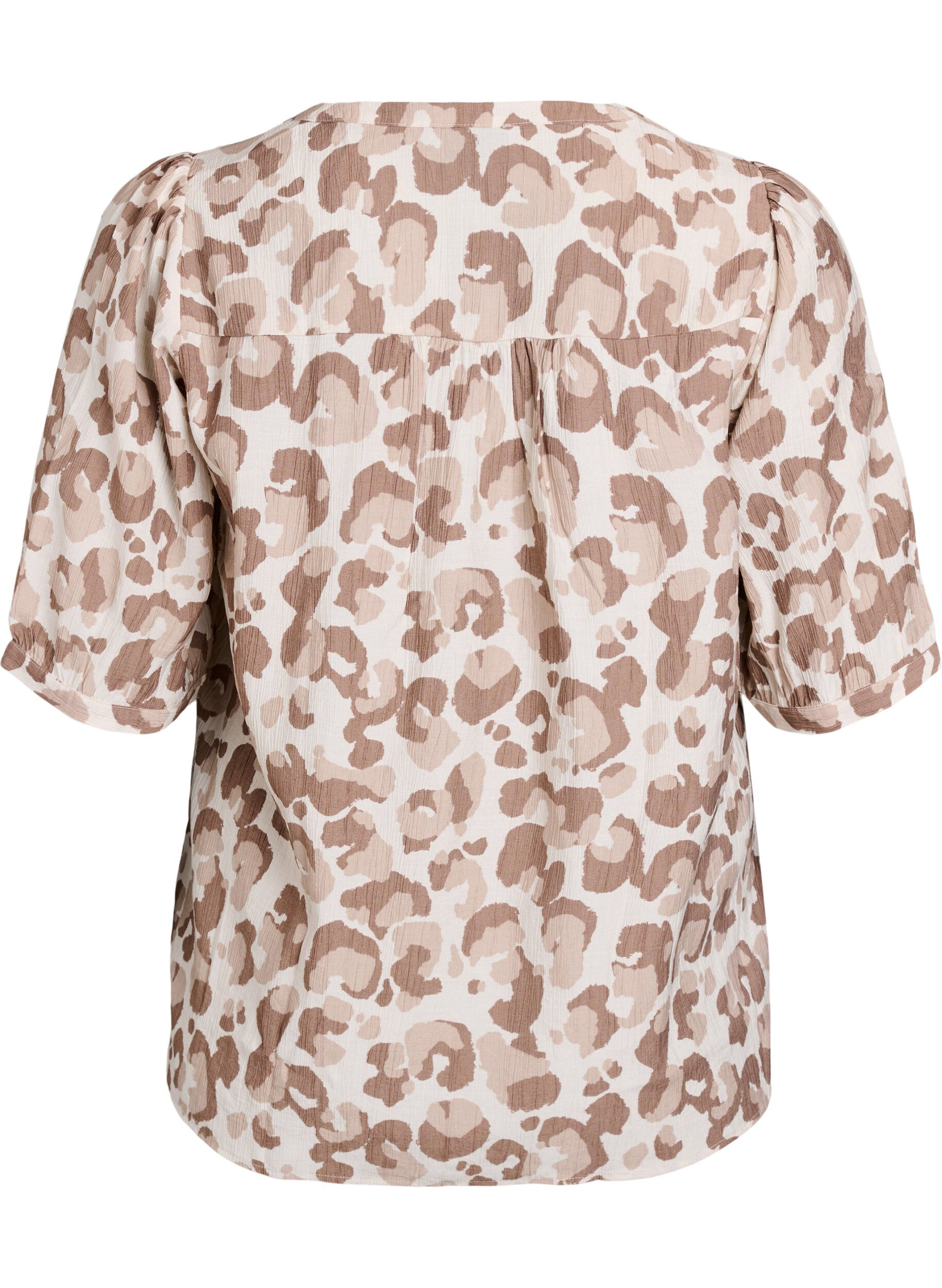 Zizzi Bluse med leopardprint og 1/2 &aelig;rmer, Hvid, Packshot image number 1