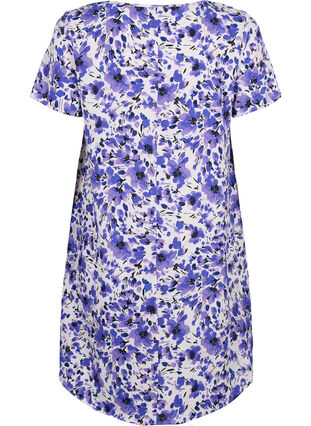 Kjole med print og korte ærmer, Purple Small Flower, Packshot image number 1
