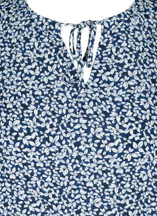 Kortærmet viskose kjole med print, Petit Blue Flower, Packshot image number 2