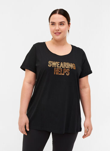 Trænings t-shirt med print, Black Swearing, Model image number 0