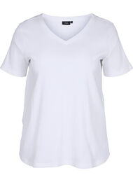 Bomulds t-shirt med ribstruktur, Bright White