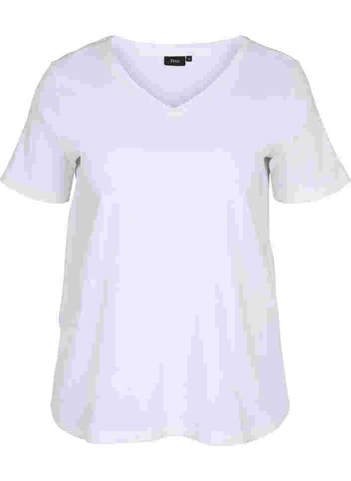 Bomulds t-shirt med ribstruktur, Bright White, Packshot image number 0