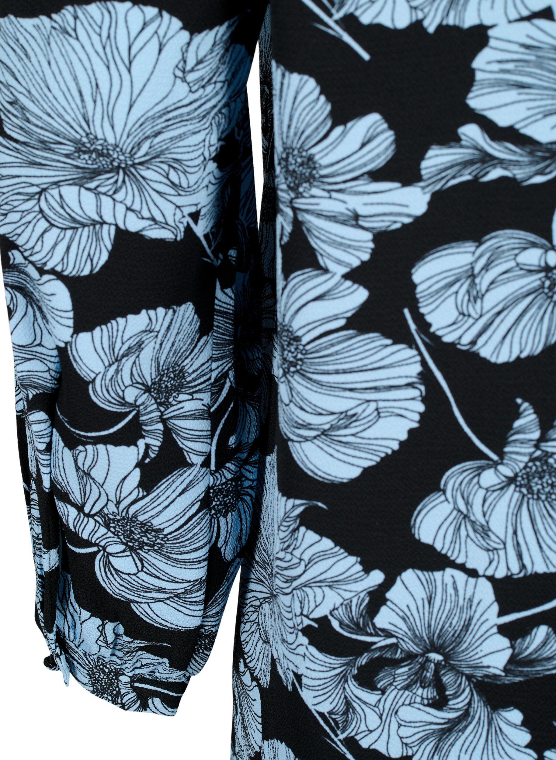 Zizzi V-hals kjole med print, Black B. Flower AOP, Packshot image number 3