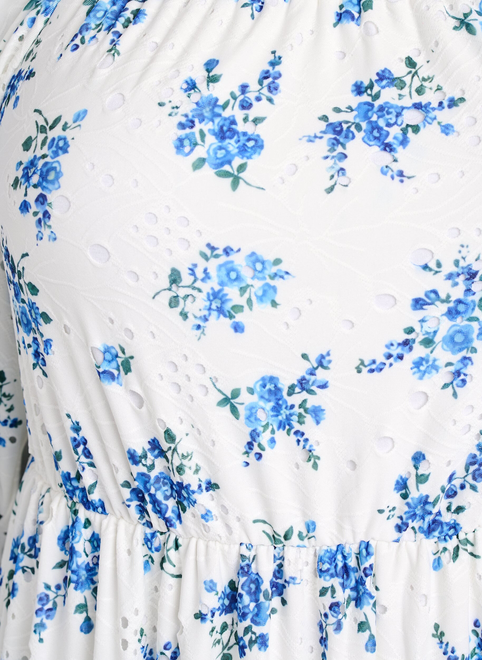 Zizzi Ankellang kjole med blomsterprint og hulm&oslash;nster, Hvid, Packshot image number 2