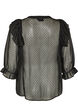 Transparent skjortebluse med prikker og fl&aelig;sedetaljer, Sort, Packshot image number 1