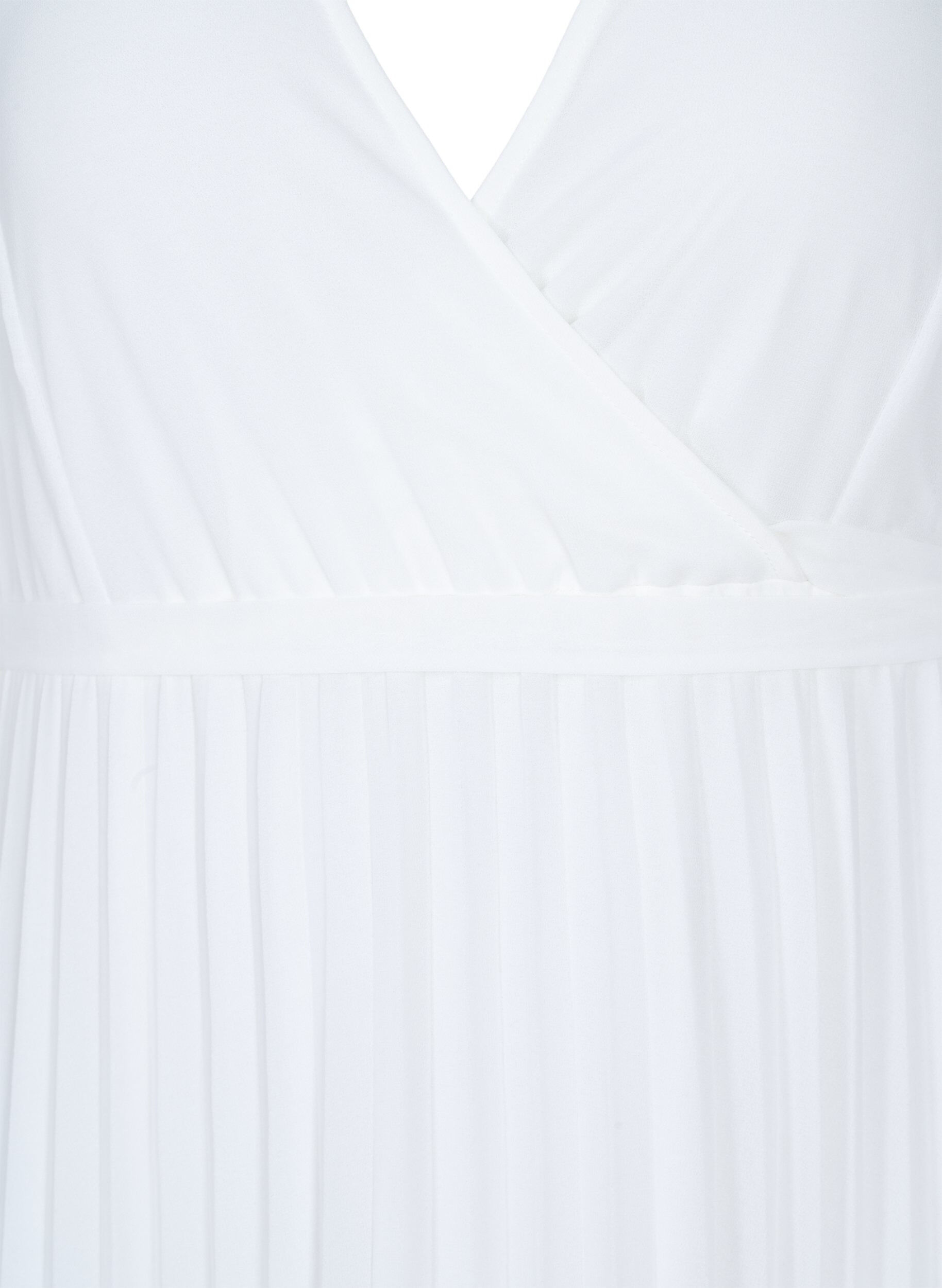 Zizzi Plisseret midikjole med korte &aelig;rmer, Star White, Packshot image number 2
