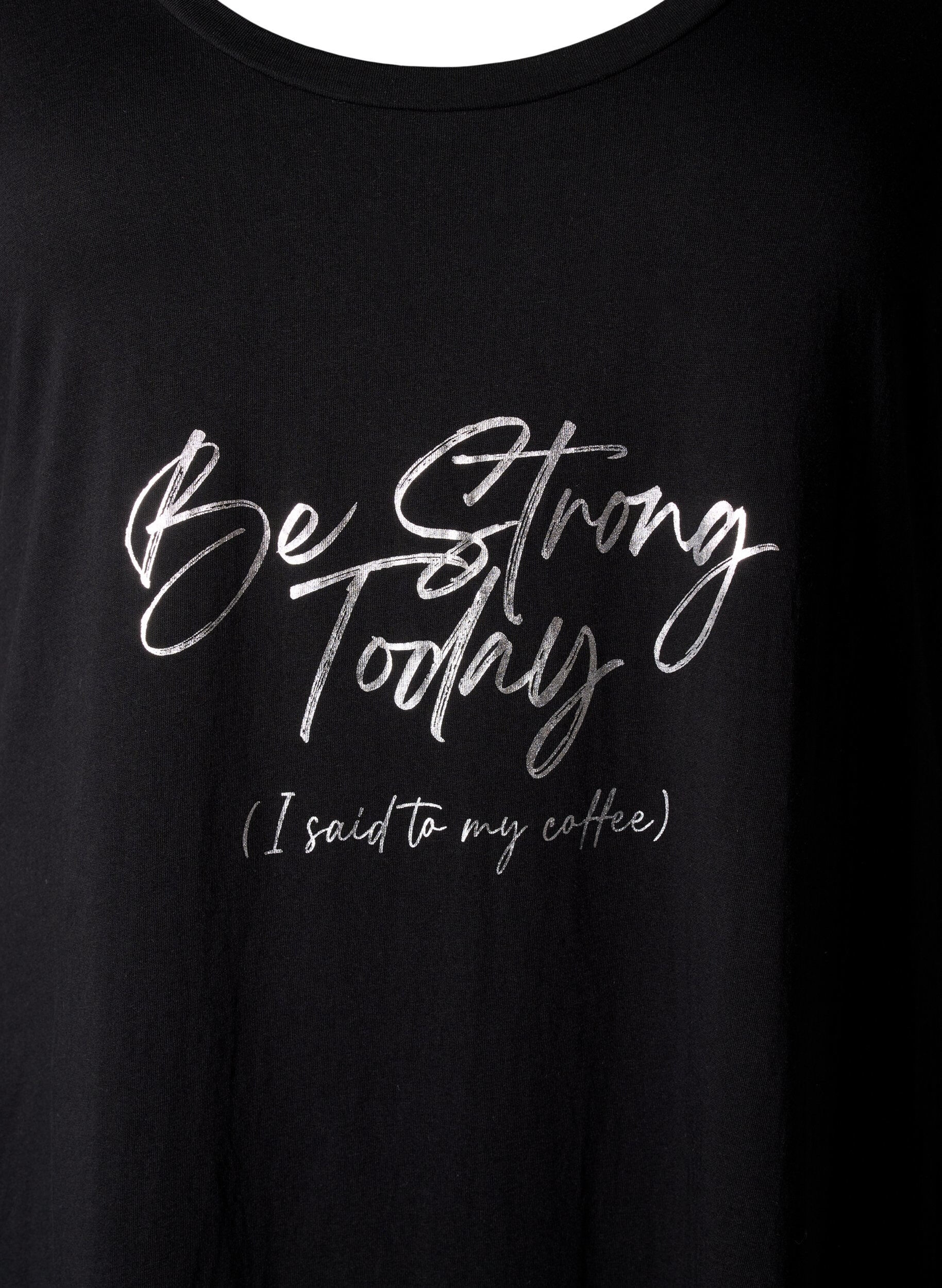 Zizzi Kort&aelig;rmet natkjole i &oslash;kologisk bomuld, Sort, Packshot image number 2