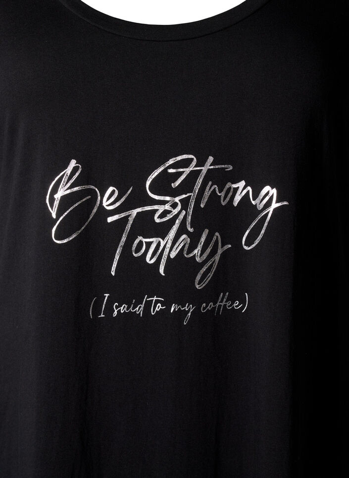 Kort&aelig;rmet natkjole i &oslash;kologisk bomuld, Sort, Packshot image number 2