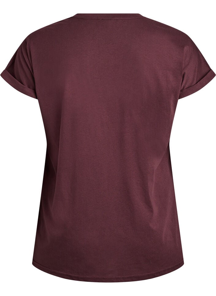 Kortærmet t-shirt i bomuldsblanding, Mørk Bordeaux, Packshot