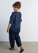 Satinbluse med albuelange &aelig;rmer, Bl&aring;, Model image number 2