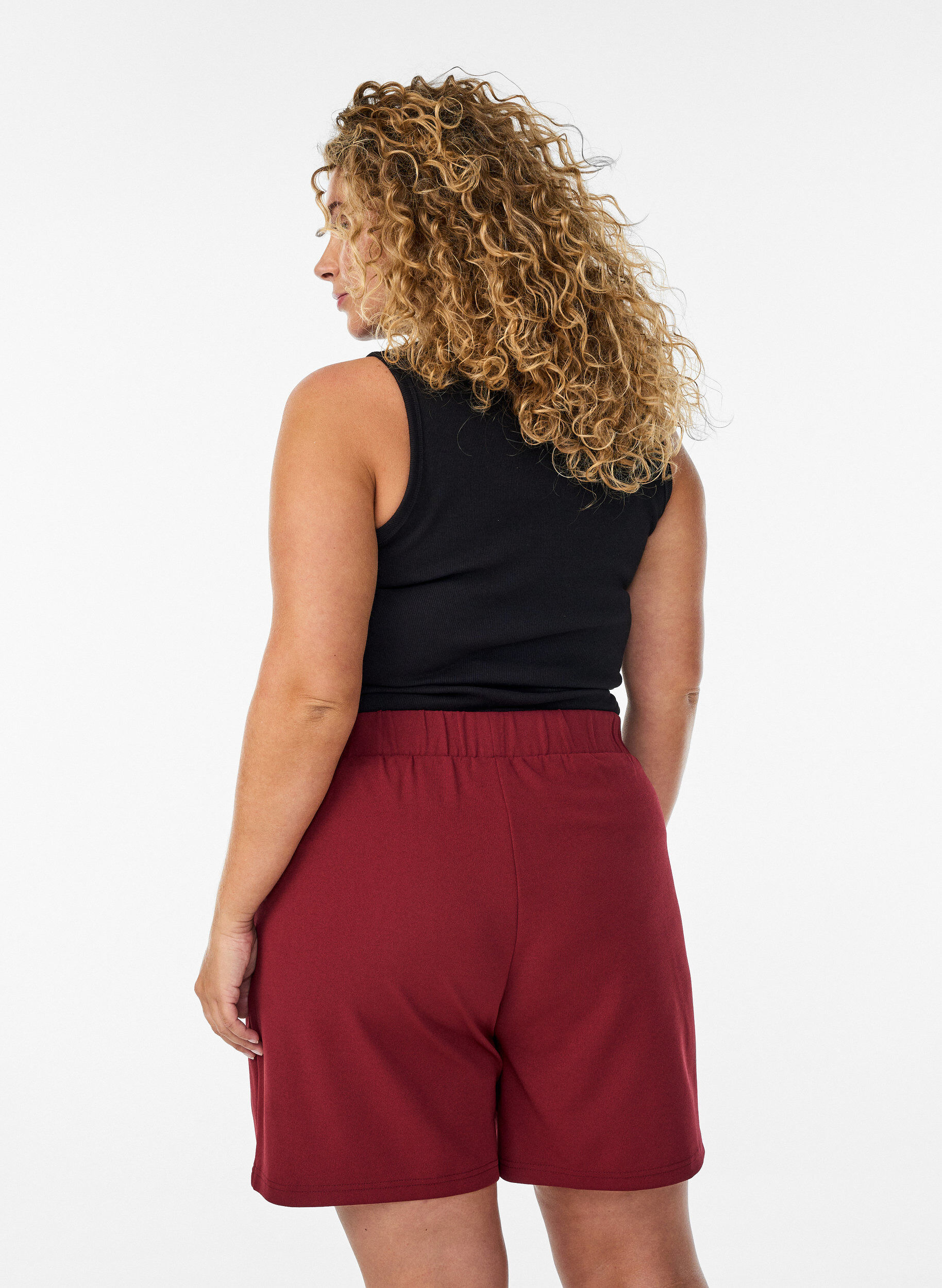 ZizziL&oslash;se shorts med lommer, M&oslash;rk Bordeaux, Model image number 2