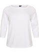 Basis T-shirt med b&aring;dudsk&aelig;ring og 3/4-&aelig;rmer, Hvid, Packshot image number 0