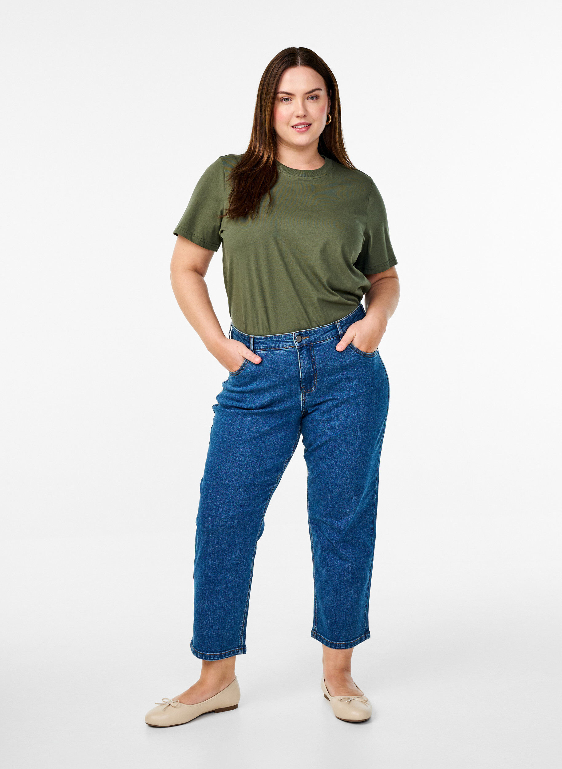 Cropped Vera jeans med straight fit, Bl&aring;, Model