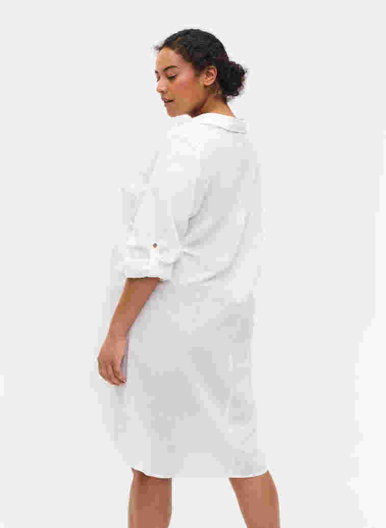 Kjole med v-udskæring og krave, White, Model image number 1