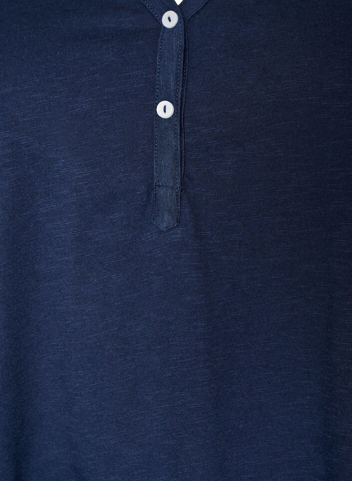 T-shirt med knapdetalje, Bl&aring;, Packshot image number 2