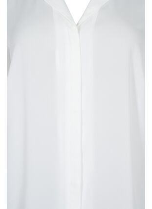 Ensfarvet skjorte med v-udskæring, Bright White, Packshot image number 2
