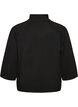 Strikbluse i viskoseblanding med rullekrave, Sort, Packshot image number 1