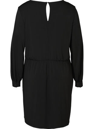 Langærmet kjole med v-udskæring, Black, Packshot image number 1