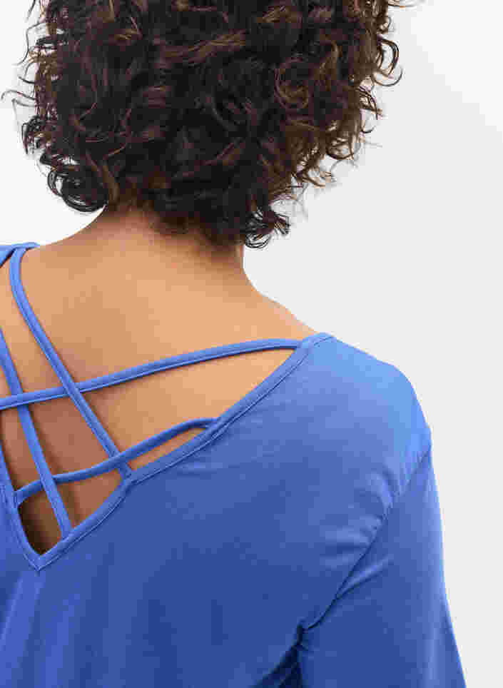 Kortærmet viskose kjole med rygdetalje, Dazzling Blue, Model image number 2