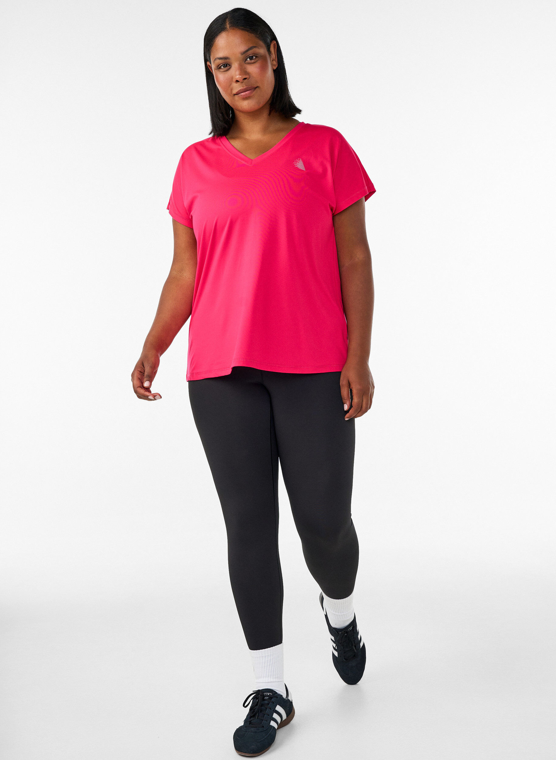 ZizziL&oslash;s tr&aelig;nings t-shirt med v-hals, Lyser&oslash;d, Model image number 1
