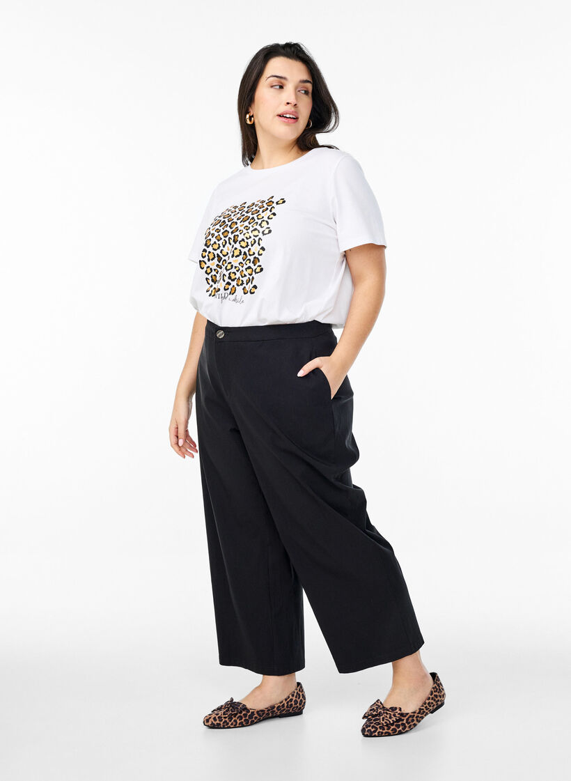 T-shirt med leopard motiv , Bright White w. Leo, Model image number 2