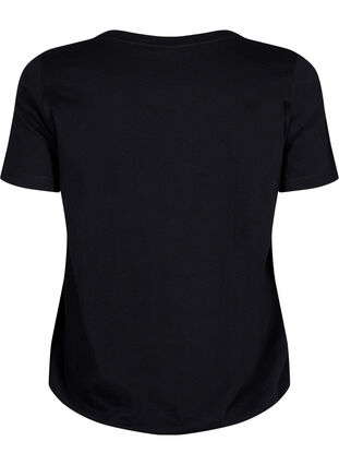 Kortærmet bomulds t-shirt med elastikkant, Black w. Live, Packshot image number 1