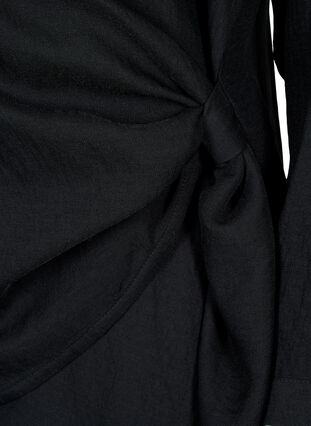 Langærmet bluse i viskose med wrap-look, Black, Packshot image number 3