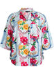 Skjortebluse med albuelange &aelig;rmer og farverigt print, Bl&aring;, Packshot image number 0