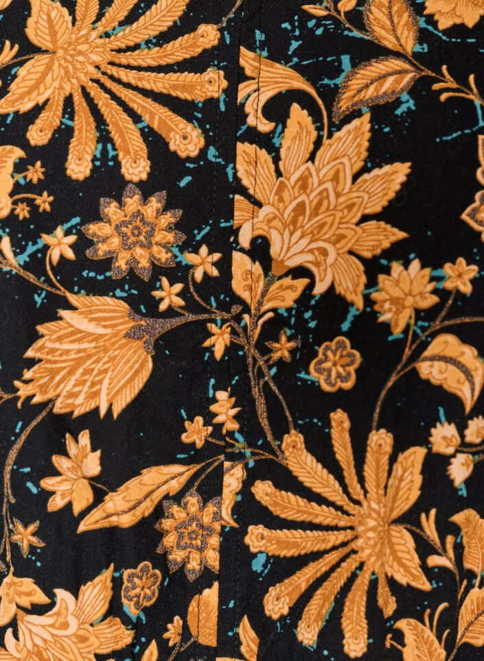 Blomstret bluse i bomuld med bindeb&aring;nd, Orange, Packshot image number 2