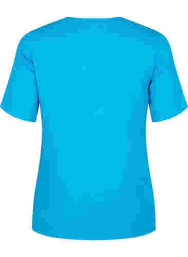 T-shirt i viskose med ribstruktur, Ibiza Blue, Packshot image number 1