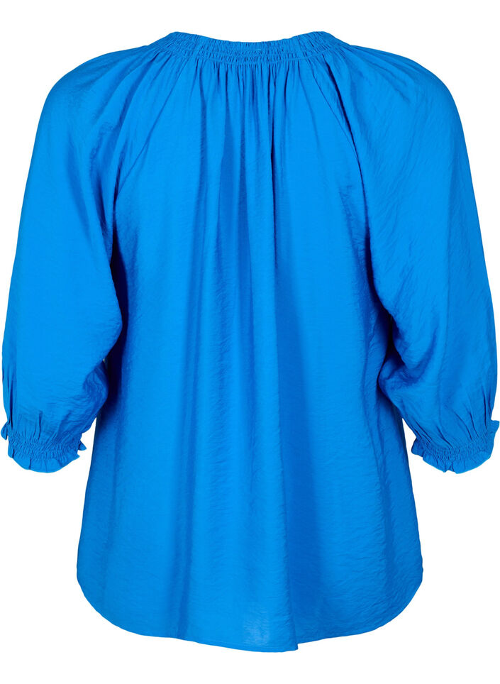 A-shape viskosebluse med 3/4 ærmer, Strong Blue, Packshot image number 1