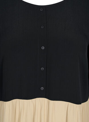Viskose tunika med skæringer og a-shape, Black , Packshot image number 2