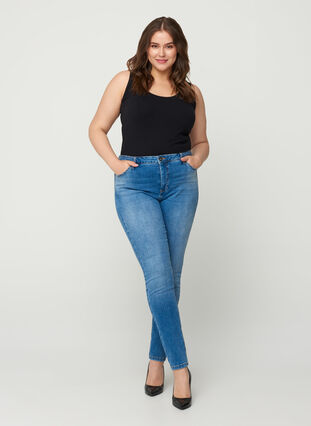 Ekstra slim Nille jeans med høj talje, Light blue denim, Model image number 0