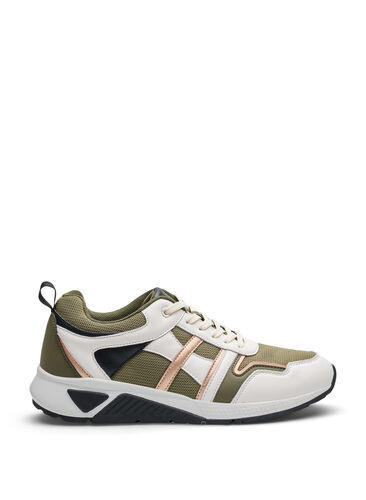 Wide fit sneakers, Army Green/Rose Gold, Packshot image number 0