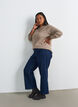 Meleret strikbluse med rund hals, Beige, Model image number 1