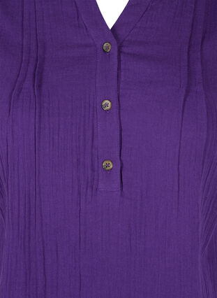 Bomulds top med knapper, Violet Indigo, Packshot image number 2