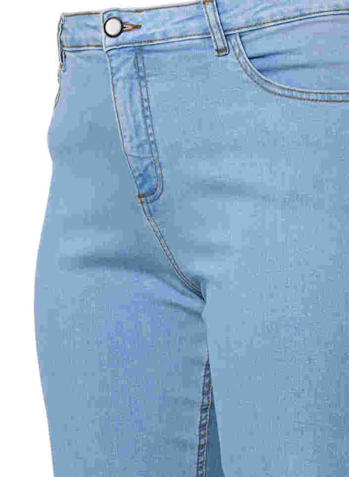 Højtaljede Gemma jeans med hul på knæet, Ex Lgt Blue, Packshot image number 2