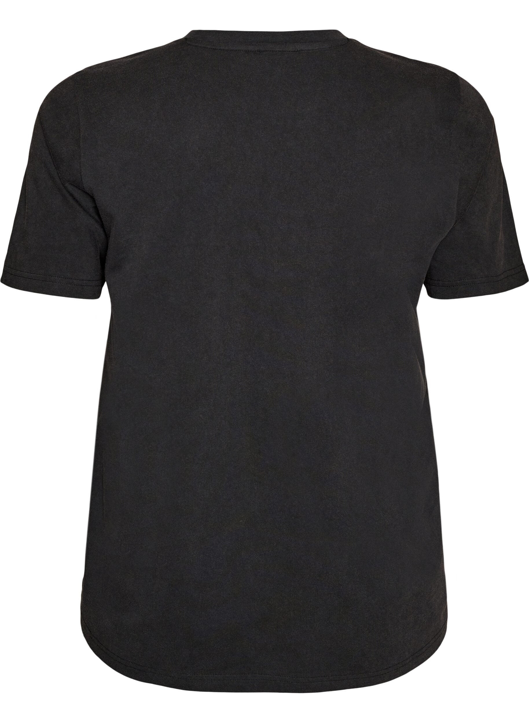 ZizziT-shirt i &oslash;kologisk bomuld med grafisk udtryk, Sort, Packshot image number 1