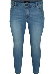 Cropped Amy jeans med høj talje og sløjfe, Blue denim