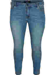 Cropped Amy jeans med høj talje og sløjfe, Blue denim