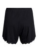 L&oslash;se natshorts med ribstruktur og blondekant, Sort, Packshot image number 1
