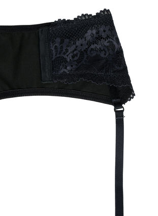 Shiny hofteholder med blonder, Black, Packshot image number 3
