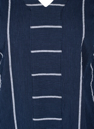 Stribet tunika i bomuld med 3/4 ærmer, N.Sky w.White Stripe, Packshot image number 2
