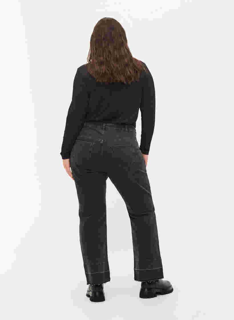Wide fit jeans med høj talje, Grey Denim, Model image number 1