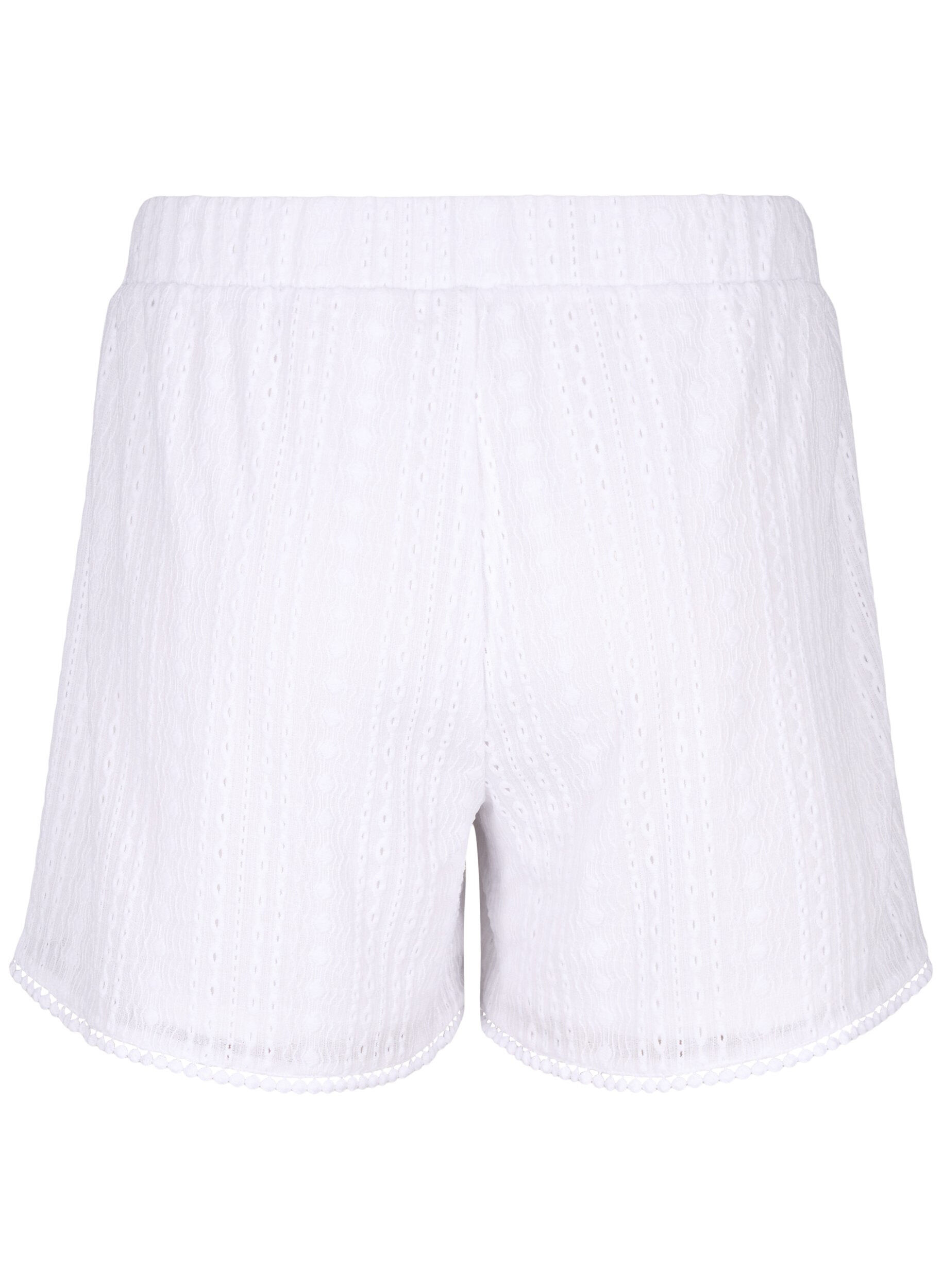 Zizzi Shorts med strukturm&oslash;nster, Bright White, Packshot image number 1