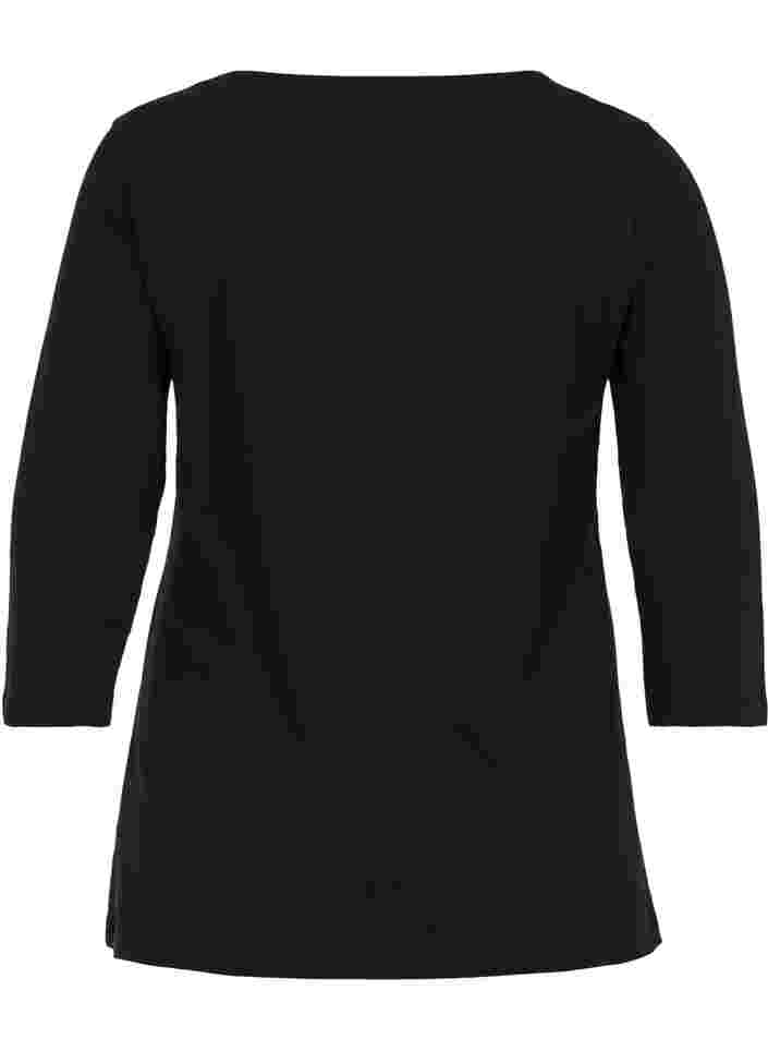 Basis t-shirt med 3/4 ærmer, Black, Packshot image number 1