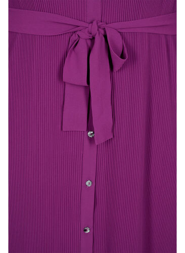 Plisseret skjortekjole med  bindebånd, Grape Juice, Packshot image number 2