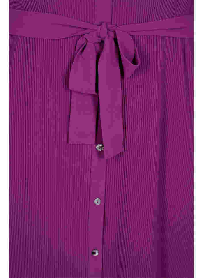 Plisseret skjortekjole med  bindebånd, Grape Juice, Packshot image number 2