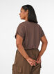 T-shirt i viskose med glimmerstriber, Brun, Model image number 2